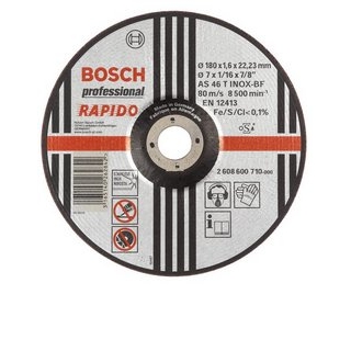 BOSCH Tarcza tnca wygita do stali nierdzewnej (Inox) - Rapido Standard , Specyfikacja AS 46 T INOX BF, rednica (mm) 230, rednica otworu (mm) 22,23, Grubo (mm) 2,9