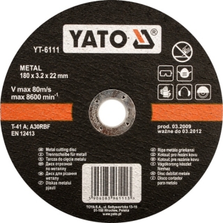 YATO Tarcza do cicia metalu 180x1,5x22 mm