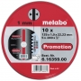 METABO zestaw 10 tarcz tncych Promotion 125x1,0x22x23 INOX, TF 41
