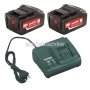 METABO Zestaw akumulatorowy: 2 akumulatory 18 V / 5,2 Ah + adowarka ASC 30-36 V